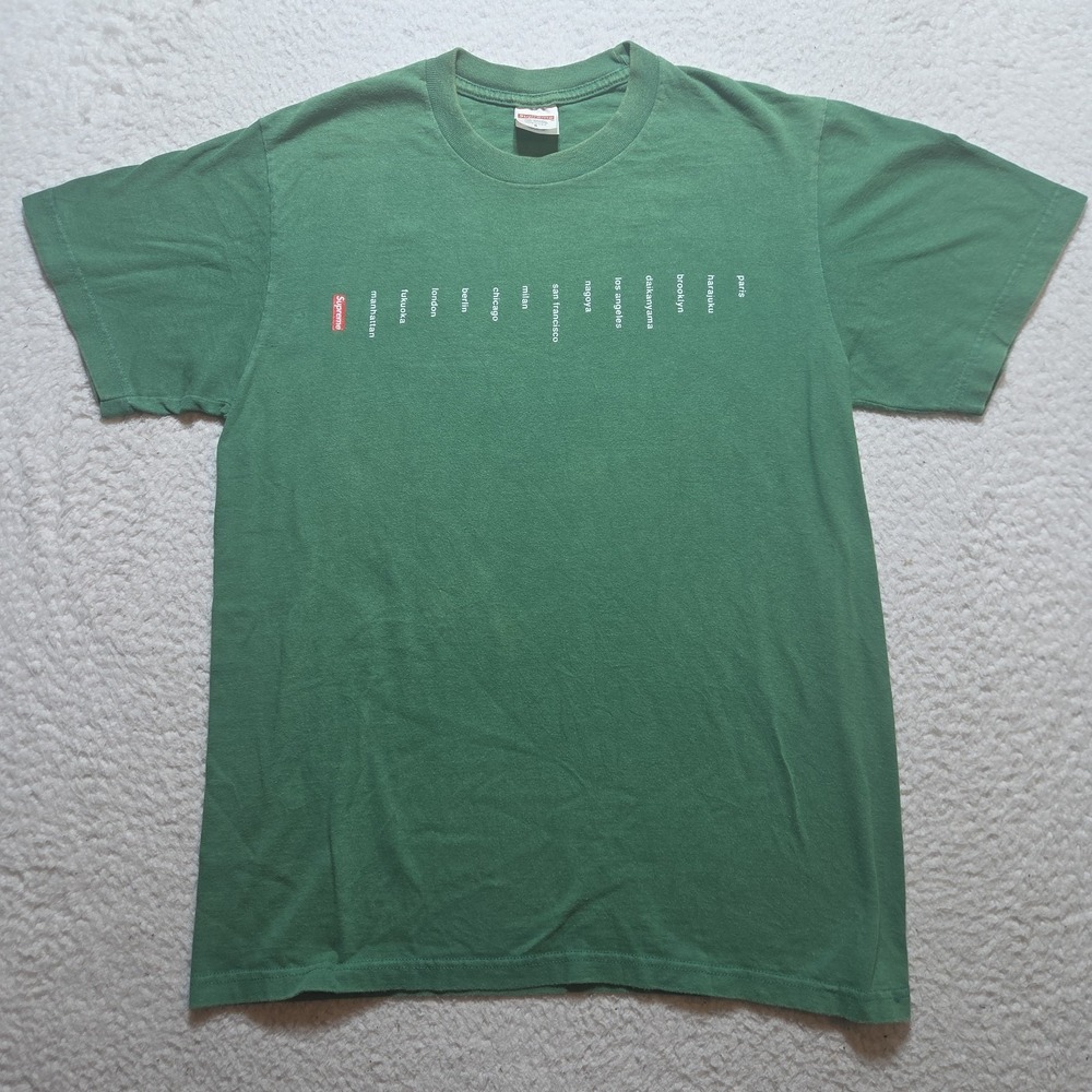 Supreme SS19 International Stores T Shirt Small Graphic Made in USA Faded